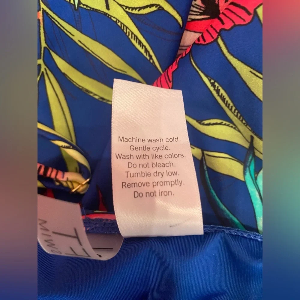 NWT Loft Women's Shirred Side Tie One-Piece Swimsuit Blue Tropical Size Medium - Picture 14 of 14